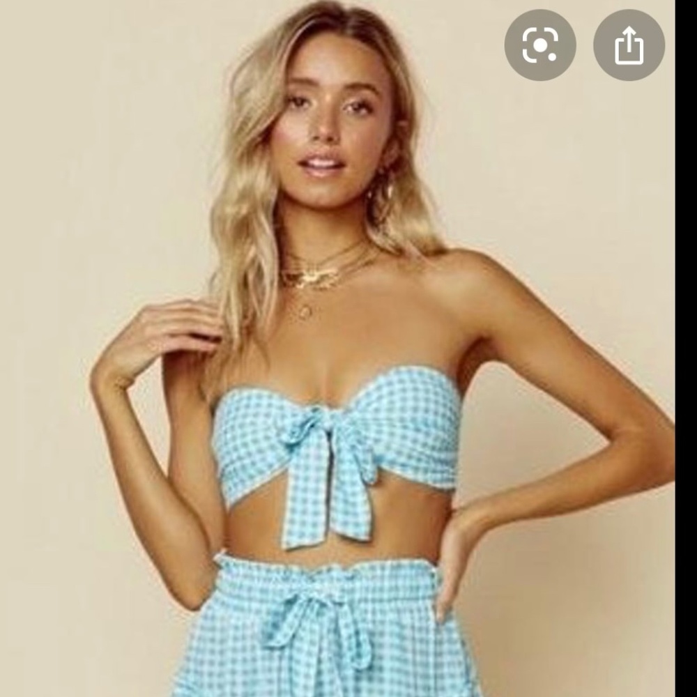 Blue Life crop top in white and blue size s